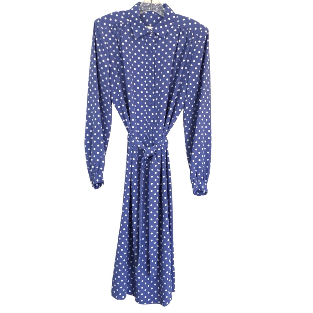 VINTAGE 70s/80s Women’s Polka-dot Shirt Dress Size 10